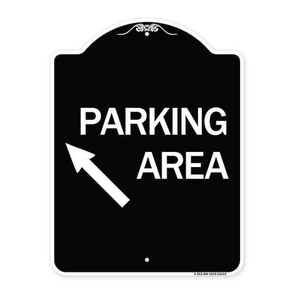 Parking Area Up Left Arrow Symbol Heavy-Gauge Aluminum Architectural Sign, 24" x 18", BW-1824-24614